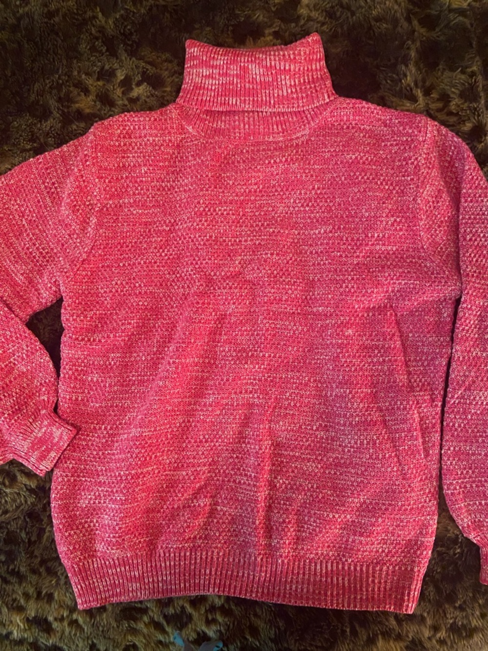 Zenana Outfitters Pink Marled Turtleneck Sweater